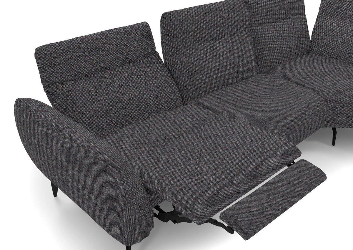 ECKSOFA in Webstoff Dunkelgrau  - Dunkelgrau/Schwarz, Design, Textil/Metall (290/223cm) - Moderano