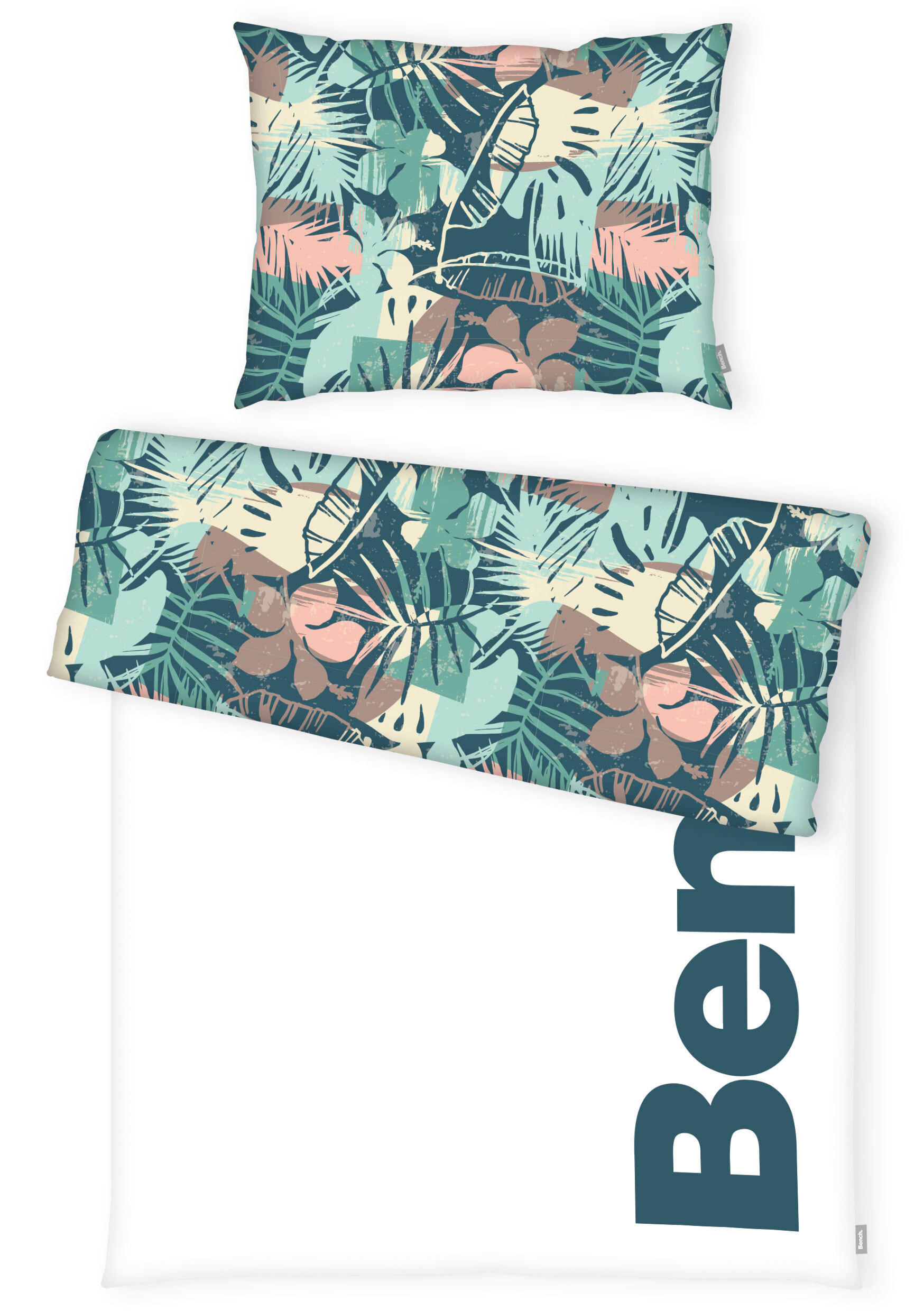 Thumbnail - Bench Wendebettwäsche, Weiß, Petrol, Textil, Floral, 155x220 cm, Oeko-Tex® Made IN Green, Schlaftextilien, Bettwäsche, B...