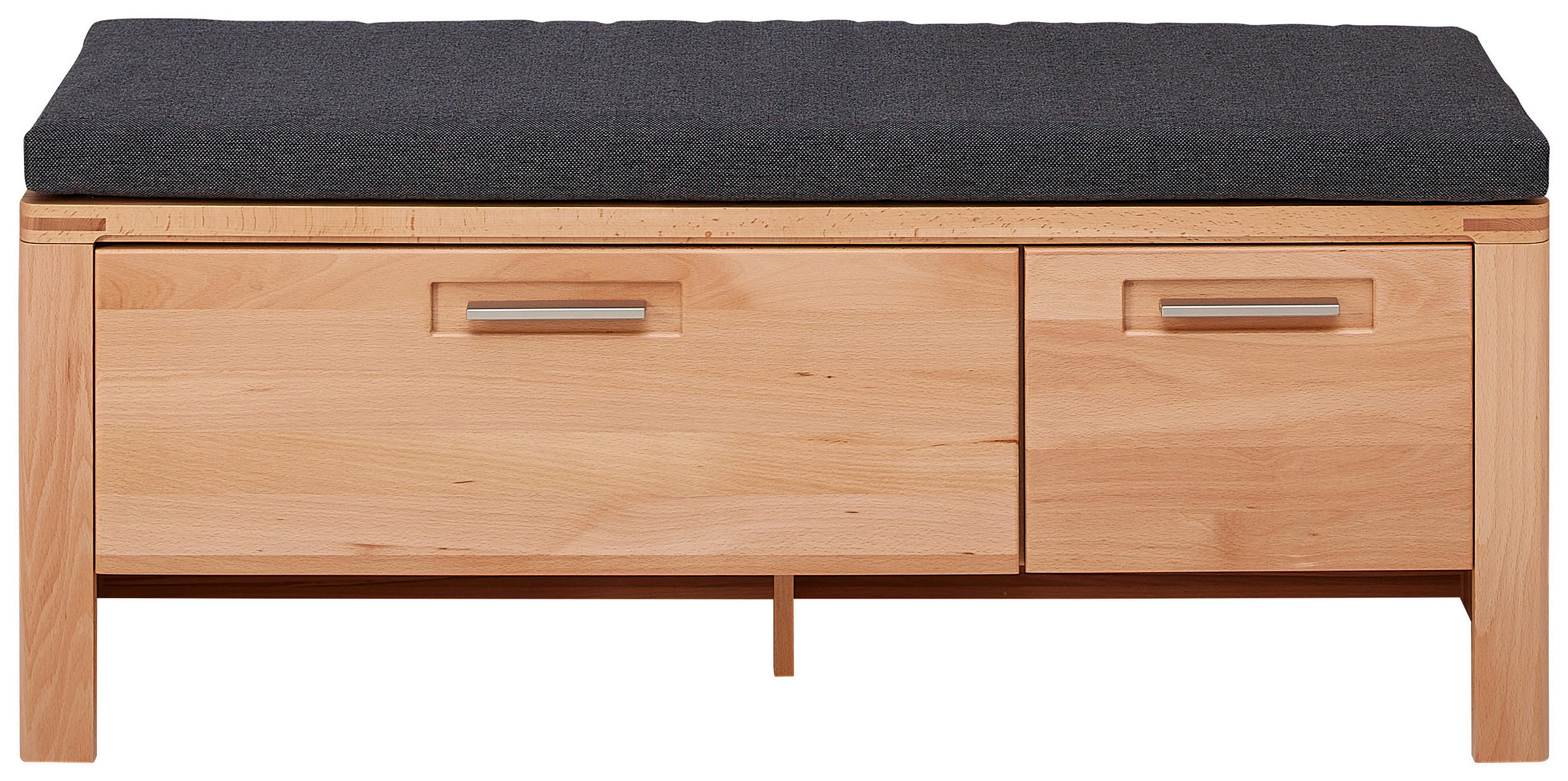 GARDEROBENBANK in 120/48/40 cm - Edelstahlfarben/Anthrazit, Natur, Holz/Holzwerkstoff (120/48/40cm) - Linea Natura