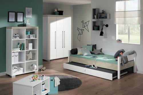 KLEIDERSCHRANK in Weiss, Silbereichenfarben  - Weiss/Silberfarben, Basics, Holzwerkstoff/Metall (135,3/193,1/55,6cm) - Paidi