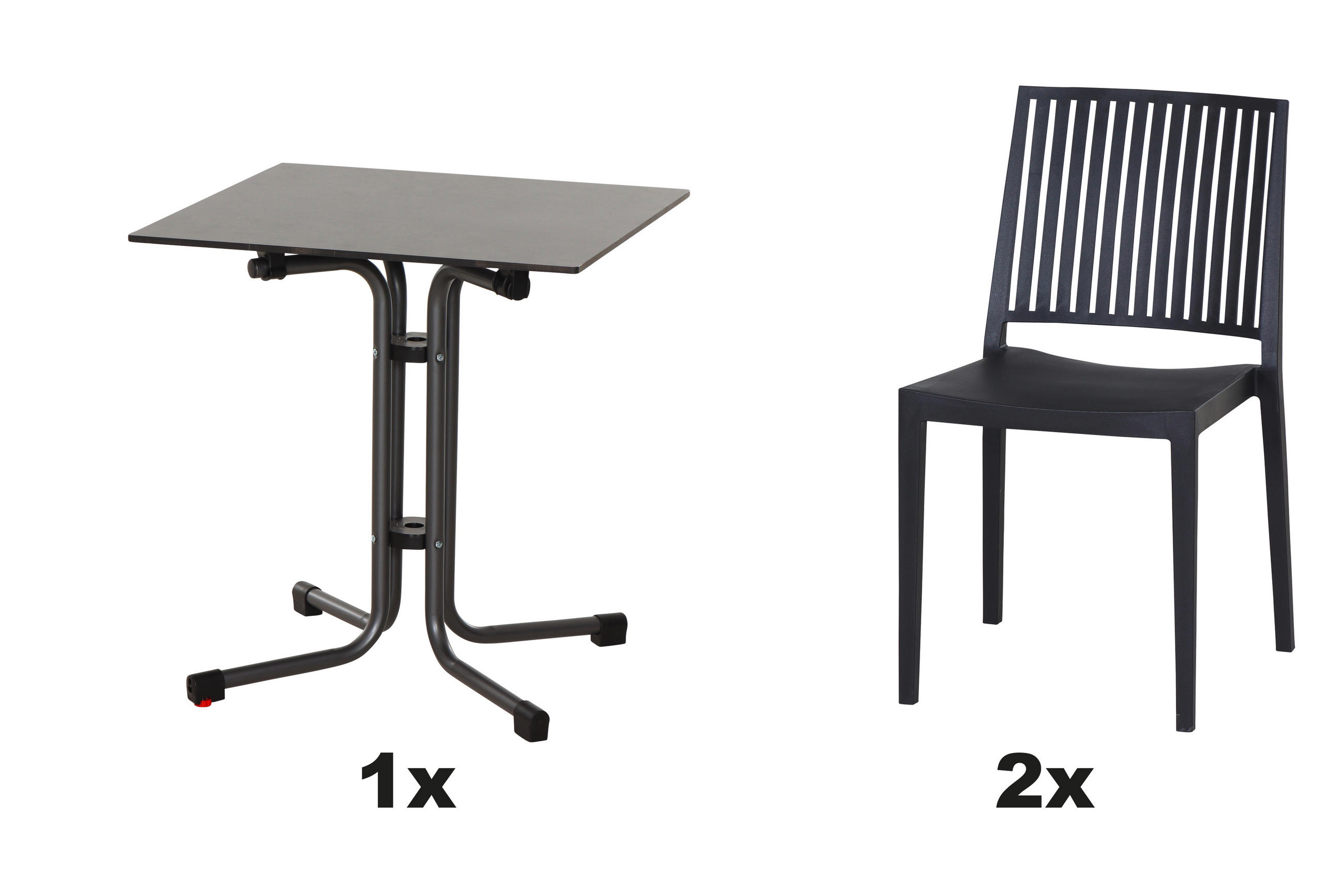 GARTENGARNITUR 3-teilig  - Anthrazit, Basics, Holzwerkstoff/Kunststoff (57/80/56cm) - Siena Garden