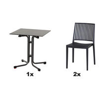 GARTENGARNITUR 3-teilig Stahl  - Anthrazit, Basics, Kunststoff/Metall (57/80/56cm) - Siena Garden