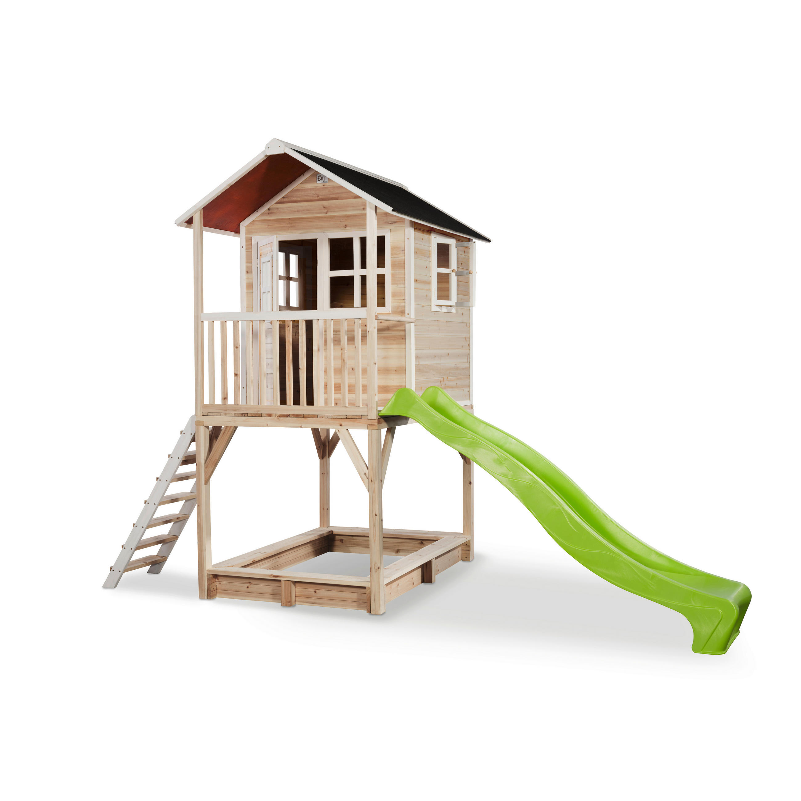 SPIELTURM - Naturfarben/Hellgrün, KONVENTIONELL, Holz (391/190/269cm) - EXIT Toys
