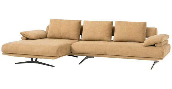 ECKSOFA in Chenille Honig 168/334 cm - Schwarz/Honig, Design, Textil/Metall (168/334cm) - Dieter Knoll