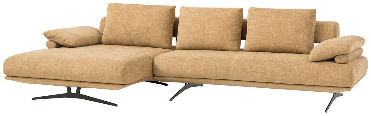 ECKSOFA in Chenille Honig  - Schwarz/Honig, Design, Textil/Metall (168/334cm) - Dieter Knoll