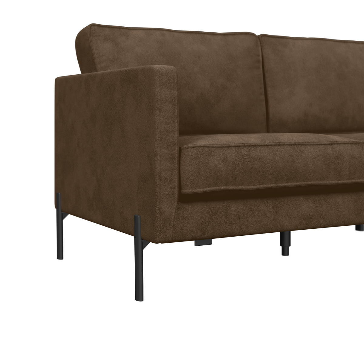 ECKSOFA in Flachgewebe Braun  - Schwarz/Braun, Trend, Textil/Metall (232/154cm) - Livetastic