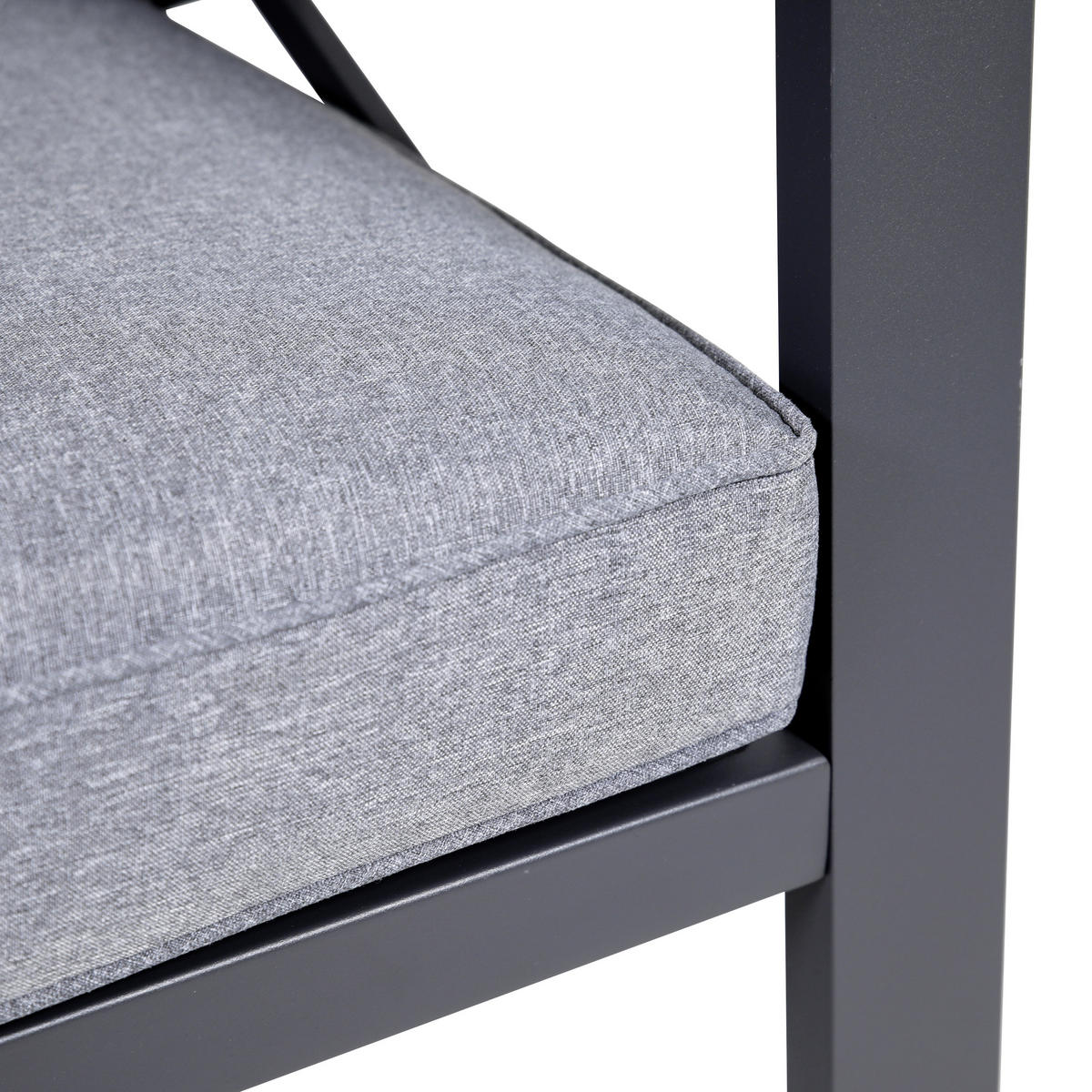 LOUNGEGARNITUR 4-teilig   131,5/77/72 cm Aluminium  - Anthrazit, Basics, Glas/Textil (131,5/77/72cm) - Gardenson