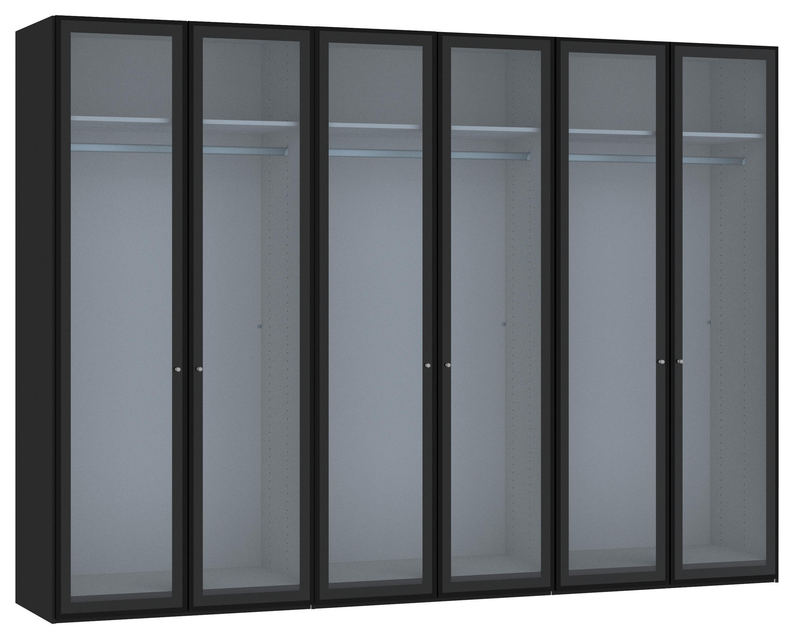 DREHTÜRENSCHRANK 303/220/59 cm 6-türig Schwarz  - Silberfarben/Schwarz, Design, Glas/Holzwerkstoff (303/220/59cm) - Jutzler