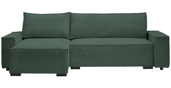 ECKSOFA in Cord, Webstoff Grün  - Schwarz/Grün, MODERN, Holz/Textil (157/265cm) - Carryhome