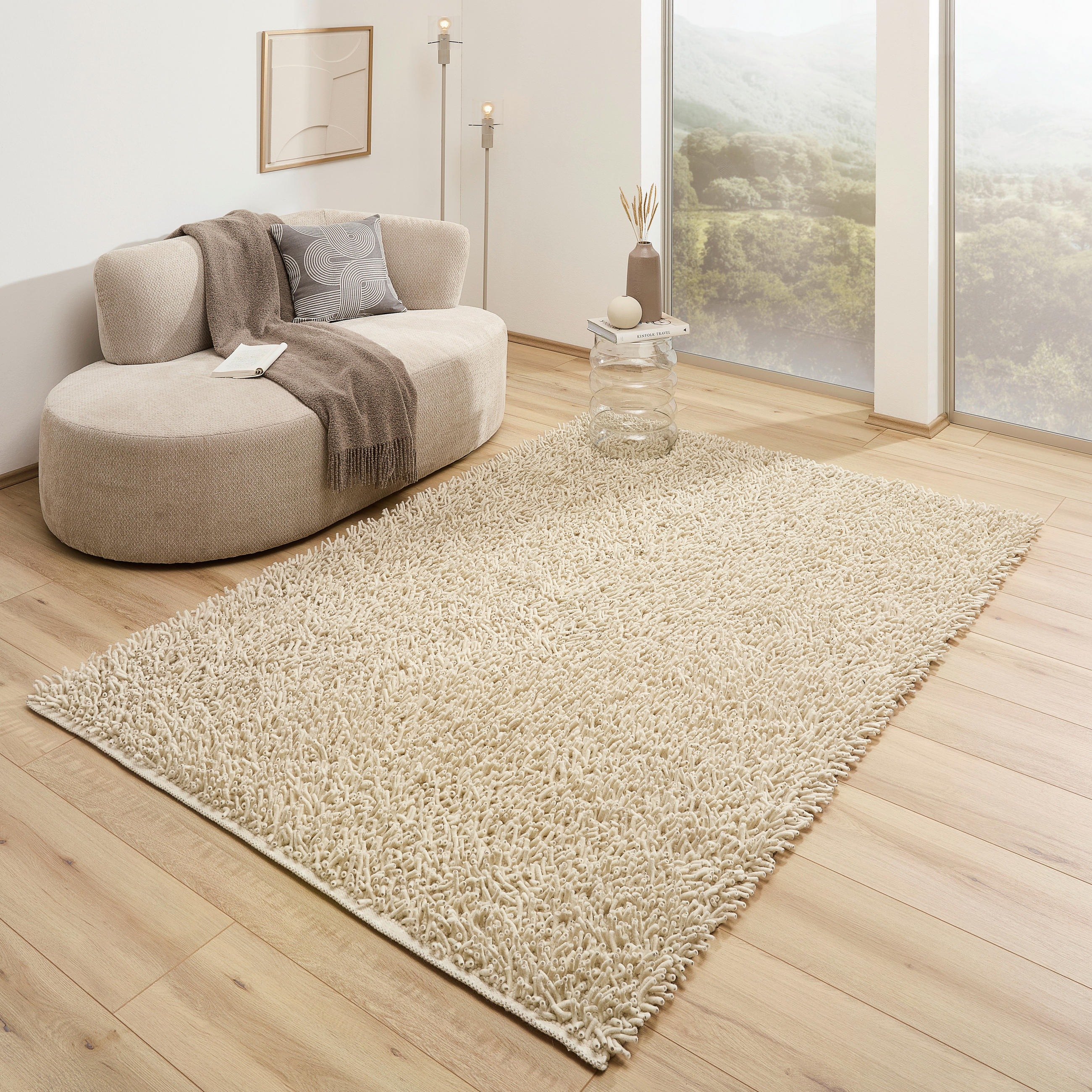 HANDWEBTEPPICH 160/230 cm Creme  - Creme, Basics, Textil (160/230cm) - Linea Natura