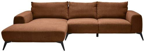 ECKSOFA Braun Webstoff  - Schwarz/Braun, Design, Textil/Metall (187/298cm) - Stylife