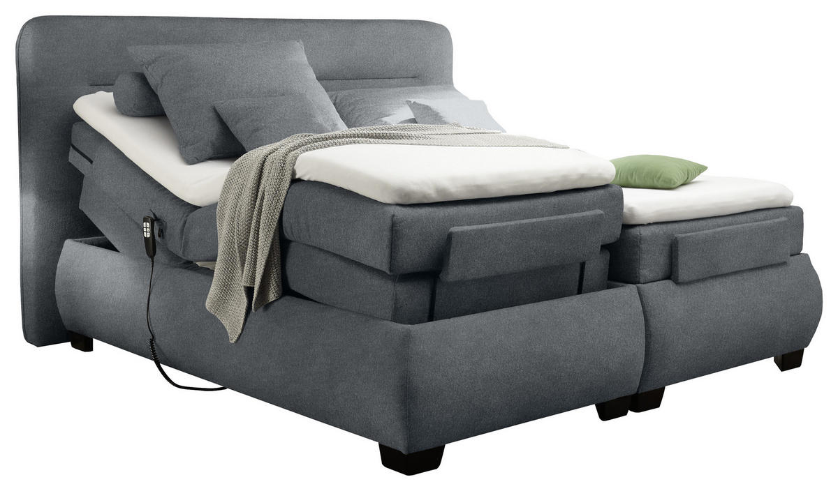 BOXSPRING-ÁGY 160/200 cm  antracit  - fekete/antracit, Konventionell, műanyag/textil (160/200cm) - MID.YOU
