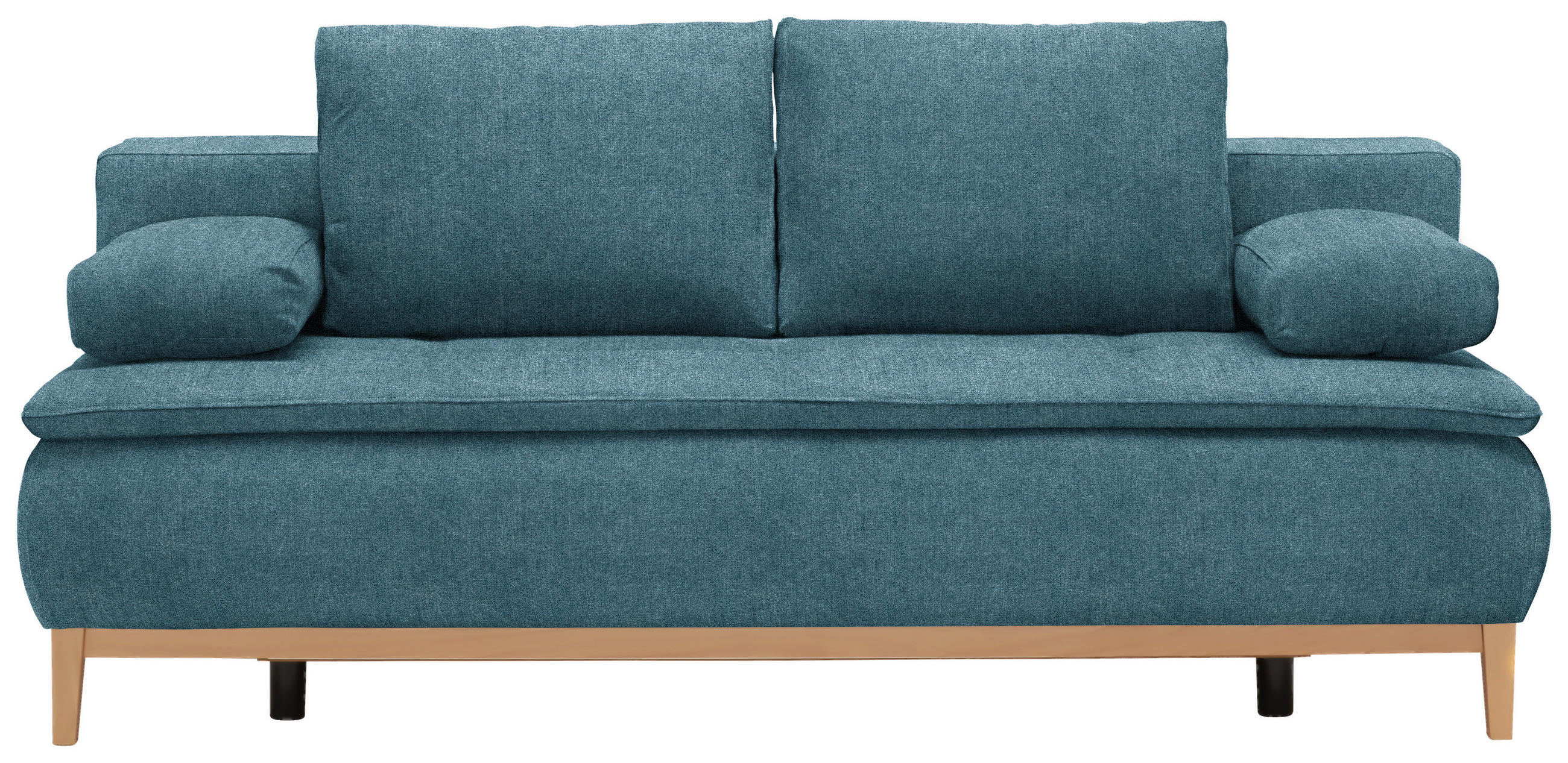 BOXSPRINGSOFA in Webstoff Blau - Blau/Eichefarben, Design, Holz/Textil (202/78/93/100cm) - Venda