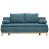 BOXSPRINGSOFA in Webstoff Blau  - Blau/Eichefarben, Design, Holz/Textil (202/78/93/100cm) - Venda