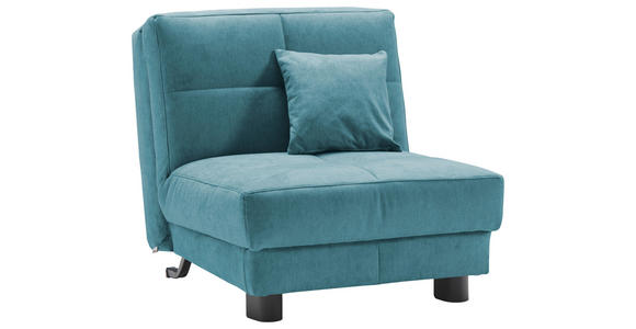 SCHLAFSESSEL Mikrovelours Petrol Liegefunktion Zierkissen  - Petrol/Schwarz, KONVENTIONELL, Textil/Metall (85/85/100cm) - Carryhome