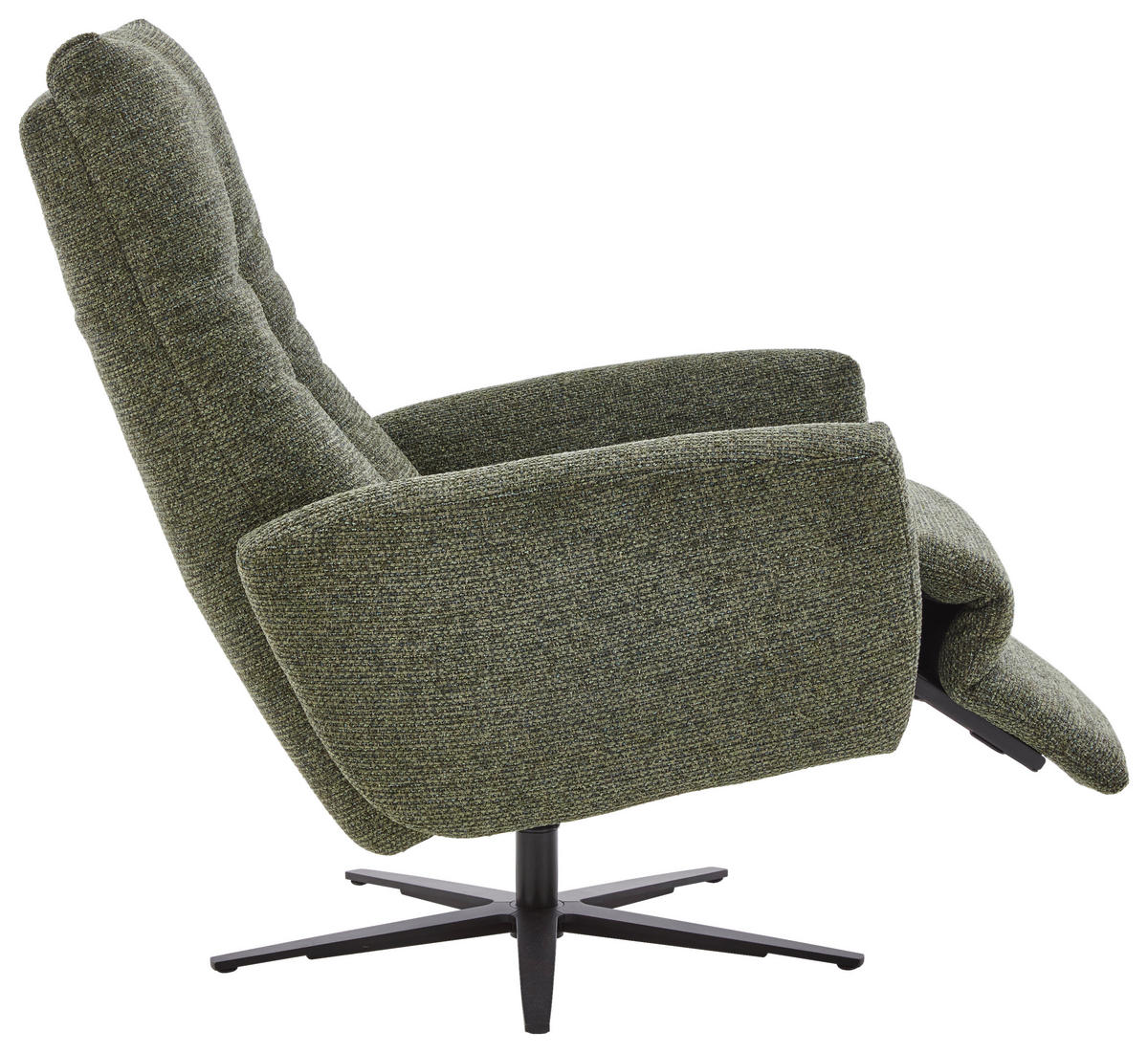 RELAXSESSEL Chenille Relaxfunktion, Kopfteilverstellung, Rücken echt    - Schwarz/Grün, KONVENTIONELL, Textil/Metall (78/111/86cm) - Valdera