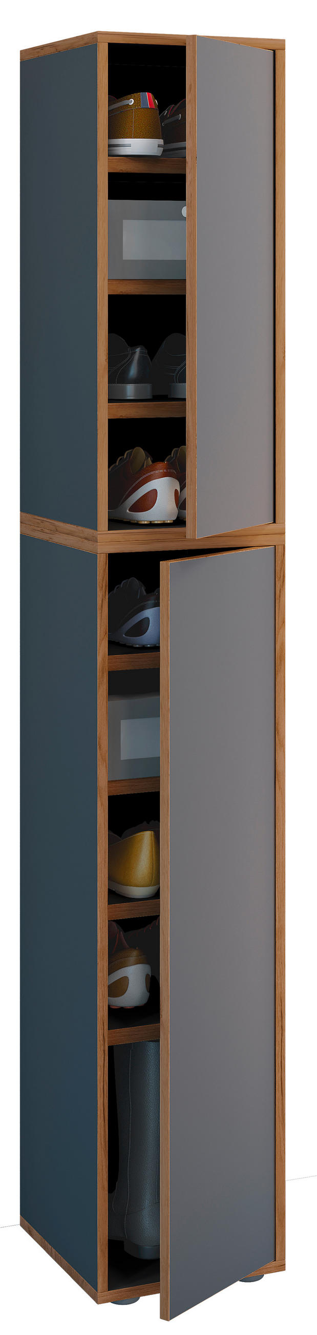 SCHUHSCHRANK in 30/183/33 cm - Honigeiche/Weiss, Design, Holzwerkstoff (30/183/33cm) - MID.YOU