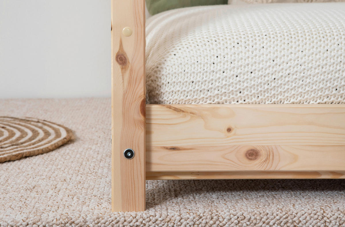 HAUSBETT 100/200 cm,  in Naturfarben, Weiß  - Naturfarben/Weiß, MODERN, Holz/Textil (100/200cm) - MID.YOU