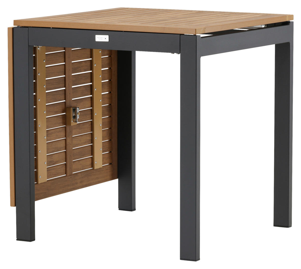 BALKONTISCH Holz, Metall Braun, Schwarz  - Schwarz/Braun, KONVENTIONELL, Holz/Metall (70/70/75cm) - Gardenson