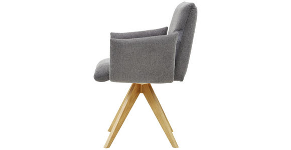ARMLEHNSTUHL Velours, Webstoff Eiche massiv Anthrazit, Grau, Eichefarben - Eichefarben/Anthrazit, KONVENTIONELL, Holz/Textil (68/90/64cm) - Voleo