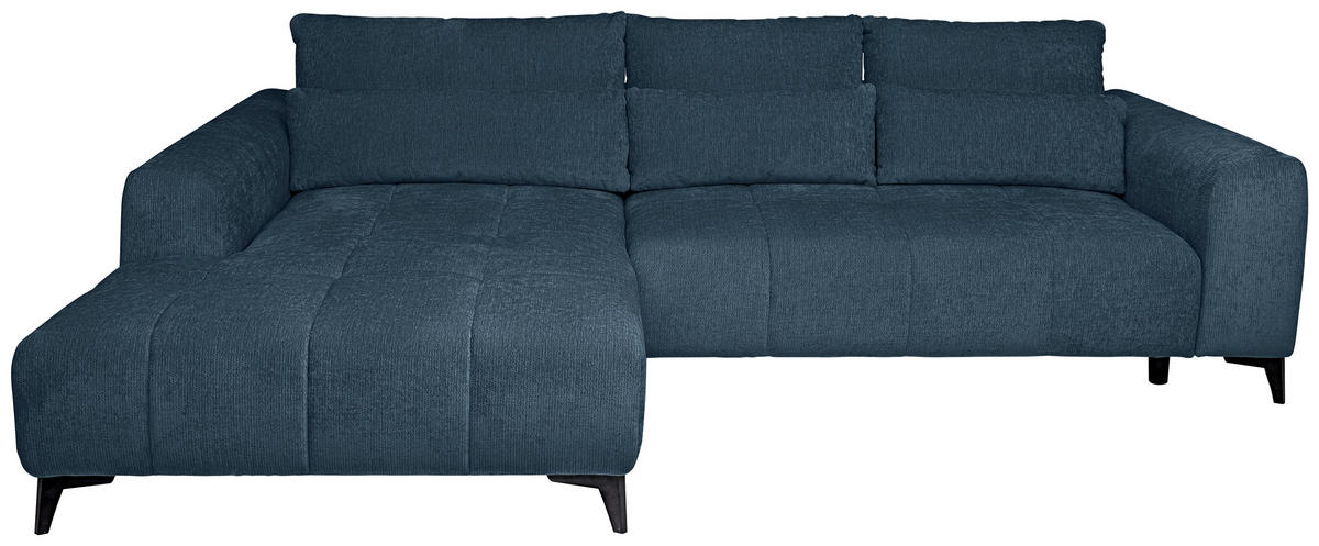 HÖRNSOFFA i chenille blå  - blå/svart, Klassisk, textil/plast (222/279cm) - MID.YOU