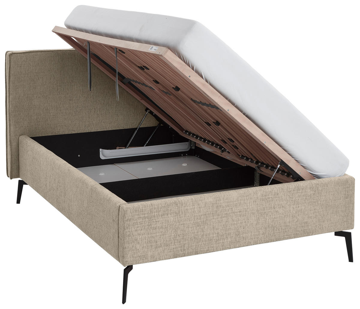 POLSTERBETT 140/200 cm  in Cappuccino  - Birkefarben/Buchefarben, Design, Holz/Textil (140/200cm) - home24