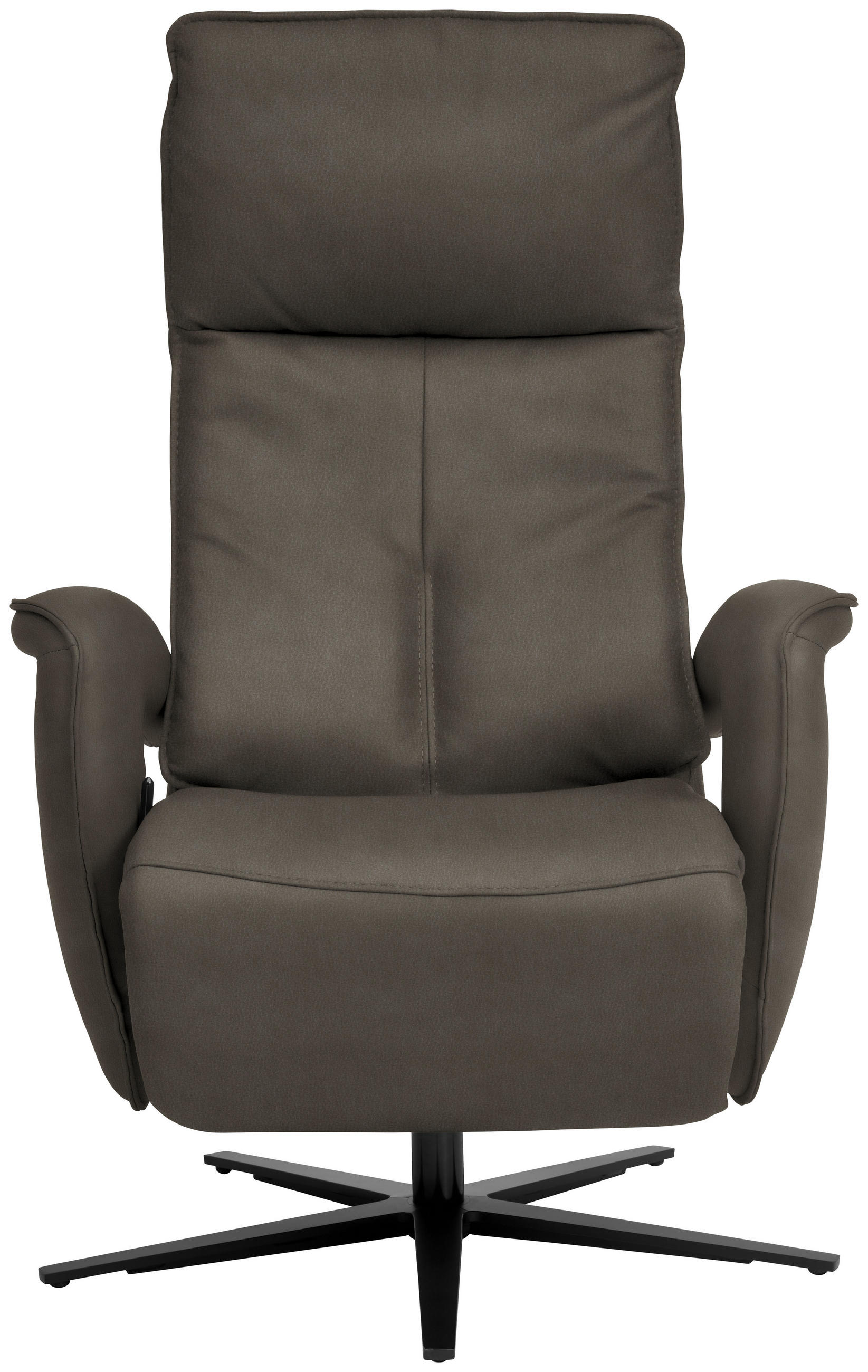 RELAXSESSEL in Leder Graubraun  - Graubraun/Schwarz, Design, Leder/Metall (77/119/87cm) - Valdera