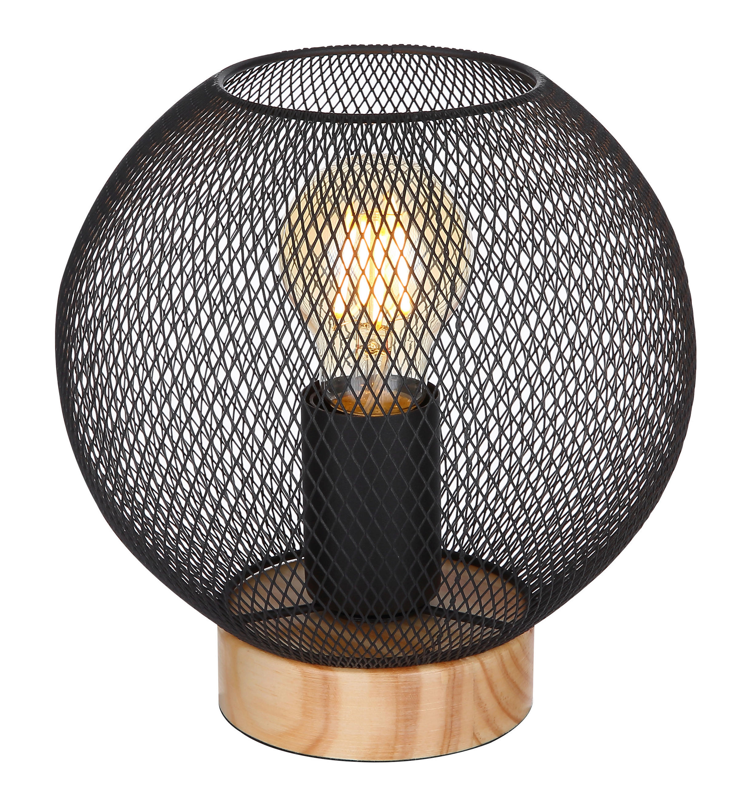 STOLNÁ LAMPA, E27, 20/20 cm  - hnedá/čierna, Basics, kov/drevo (20/20cm) - Globo