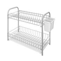 EDÉNYSZÁRÍTÓ KOSÁR - fehér/szürke, Basics, műanyag/fém (45/23/37cm) - Metaltex