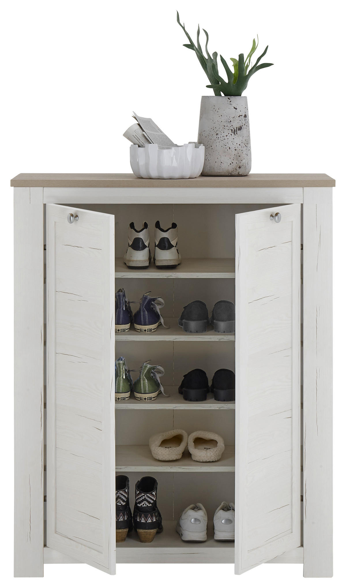 SCHUHSCHRANK  in 98/121/38 cm  - Silberfarben/Weiß, LIFESTYLE, Holzwerkstoff/Kunststoff (98/121/38cm) - MID.YOU