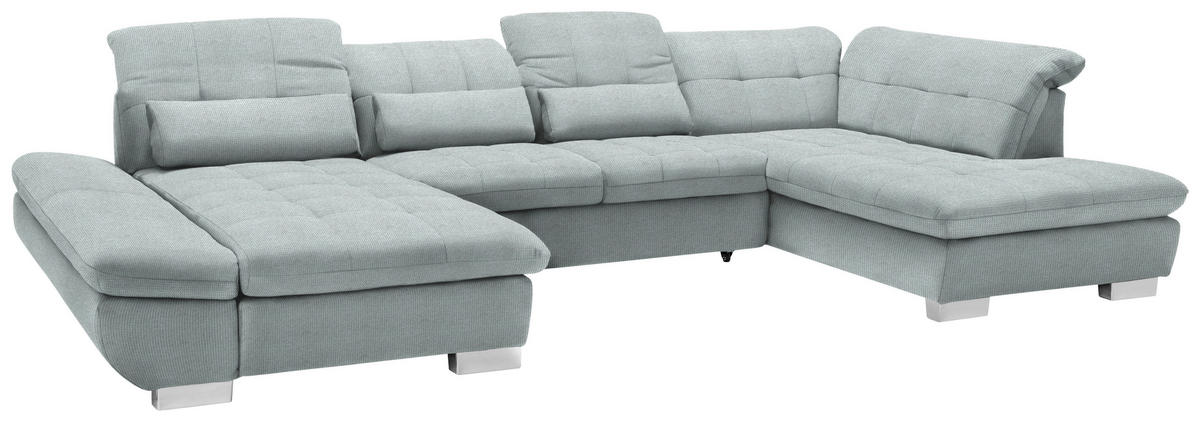 WOHNLANDSCHAFT in Mikrofaser Platinfarben  - Platinfarben/Chromfarben, Design, Kunststoff/Textil (204/350/211cm) - Xora