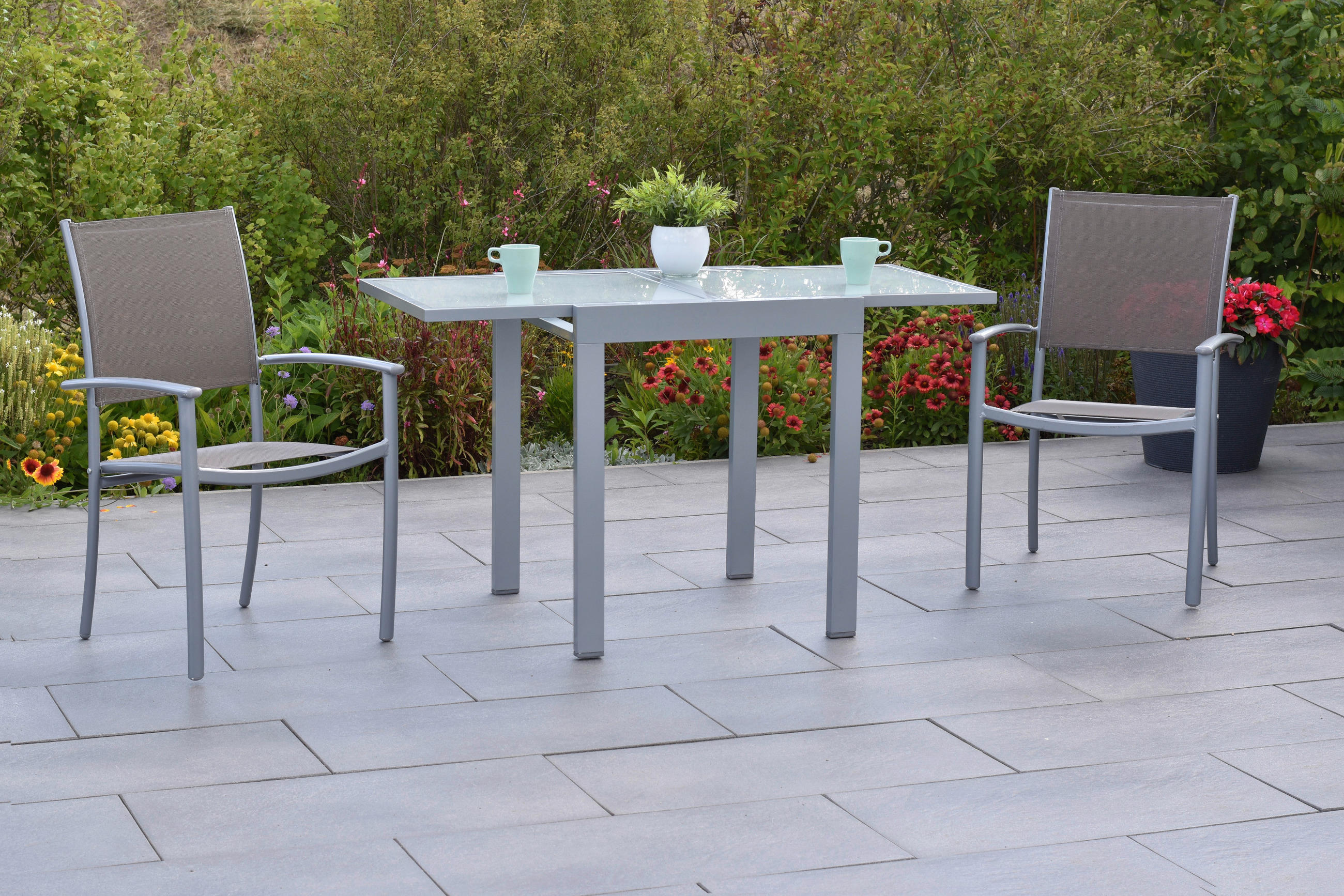GARTENSET Aluminium  - Taupe/Silberfarben, MODERN, Textil/Metall - Gardenson