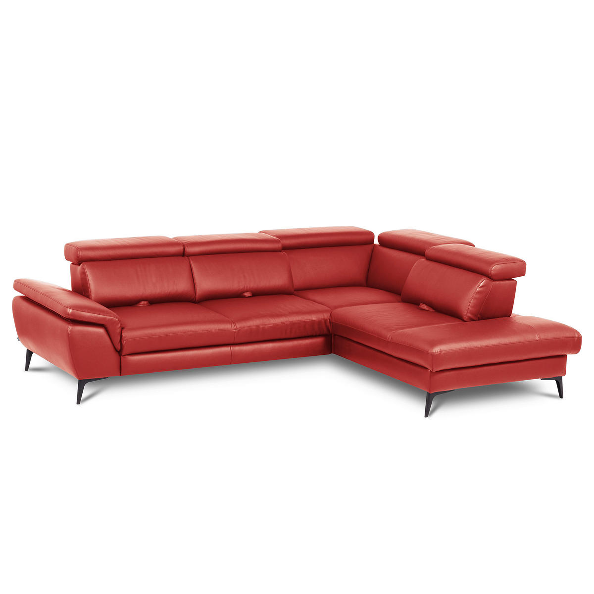ECKSOFA Lederlook Echtleder Rot  - Rot/Schwarz, Design, Leder/Textil (274/220cm) - Livetastic