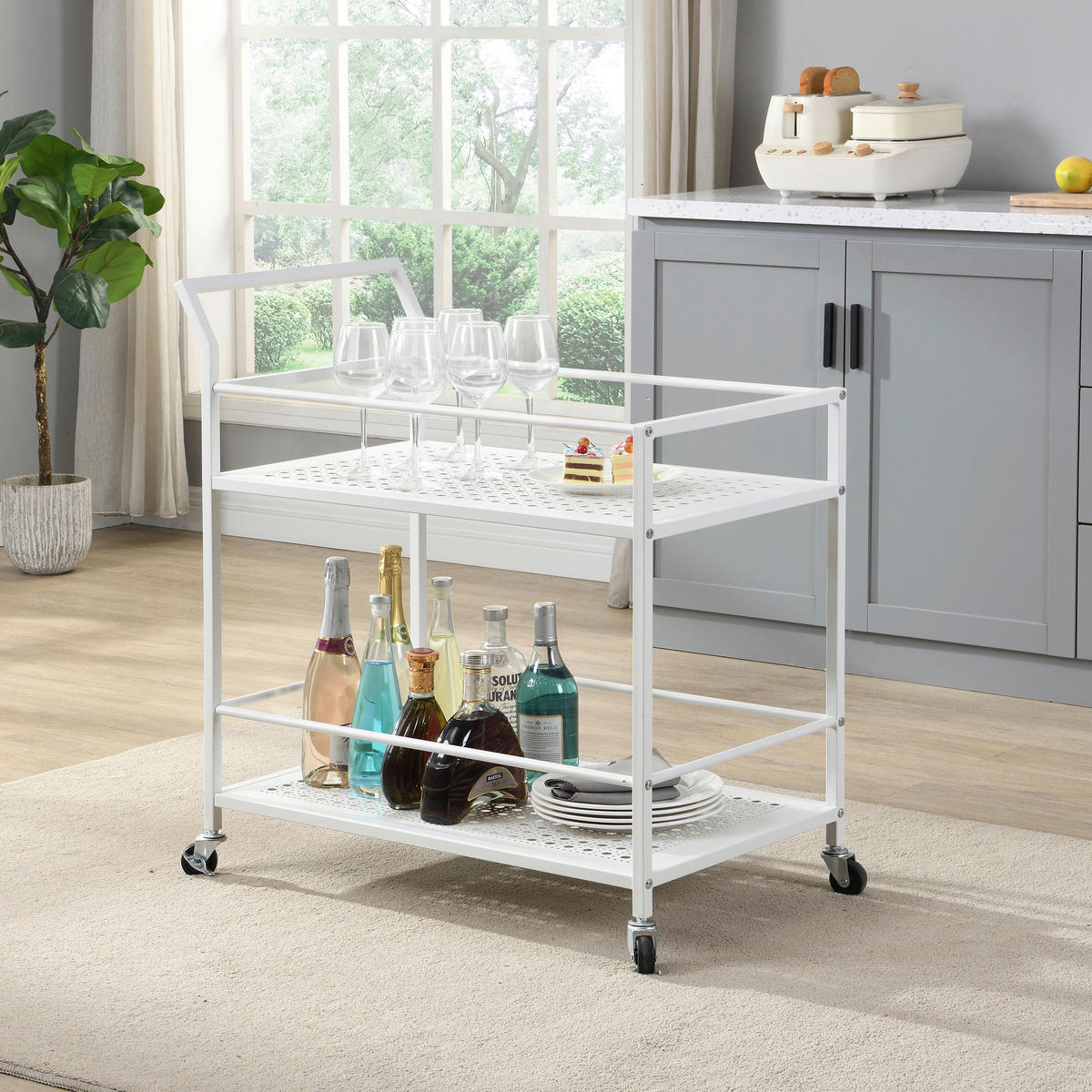 Cărucior Pentru Servit in alb  - alb, Design, plastic/metal (79/45/83cm) - MID.YOU