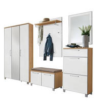 GARDEROBE 6-teilig  in 245/195/40 cm  - Taupe/Weiss, Design, Glas/Holz (245/195/40cm)