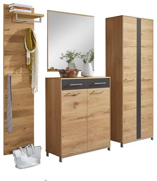 GARDEROBE 4-teilig  in 220/195/31 cm  - Eichefarben/Anthrazit, Design, Glas/Holz (220/195/31cm)