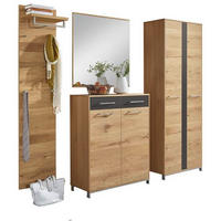 GARDE-ROBE 4-teilig  in 220/195/31 cm  - Eichefarben/Anthrazit, Design, Glas/Holz (220/195/31cm)
