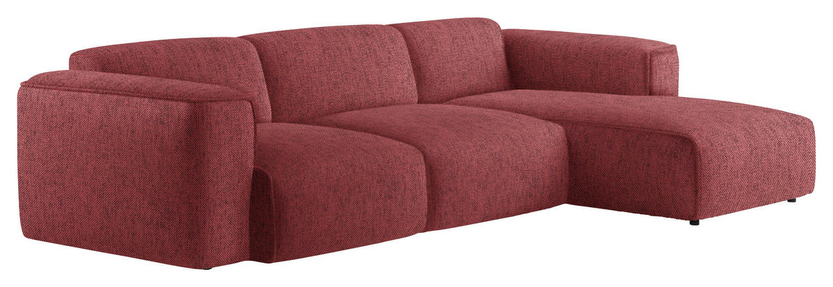 ECKSOFA Rot Webstoff Rücken echt  - Rot/Schwarz, Design, Kunststoff/Textil (290/171cm) - home24