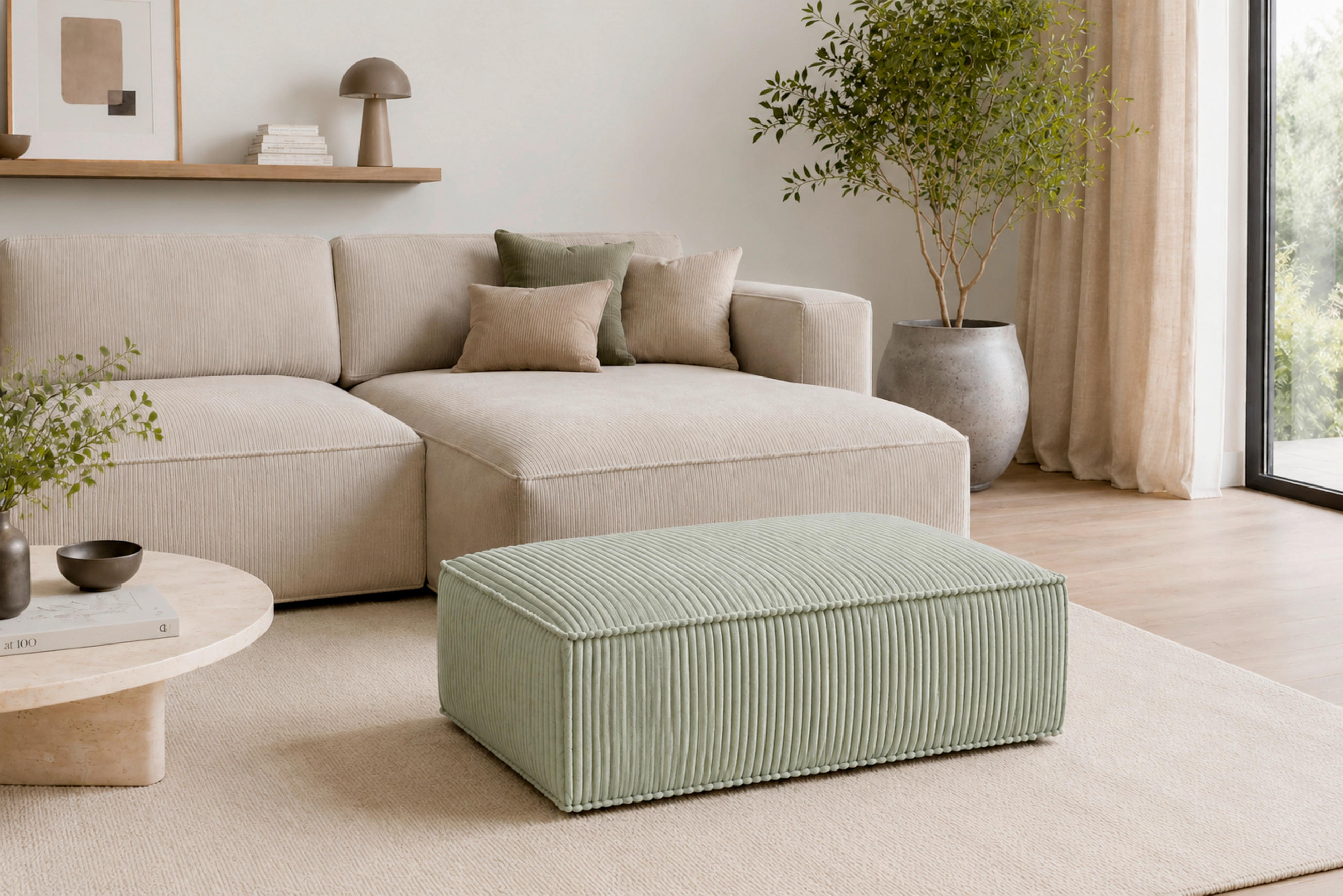 HOCKER Textil, Holzwerkstoff Mintgrün  - Schwarz/Mintgrün, Konventionell, Holzwerkstoff/Kunststoff (105/43/65cm) - Livetastic