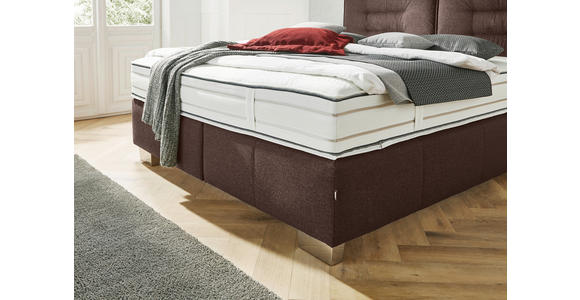 BOXSPRINGBETT 180/200 cm  in Dunkelbraun  - Chromfarben/Dunkelbraun, KONVENTIONELL, Textil (180/200cm) - Dieter Knoll