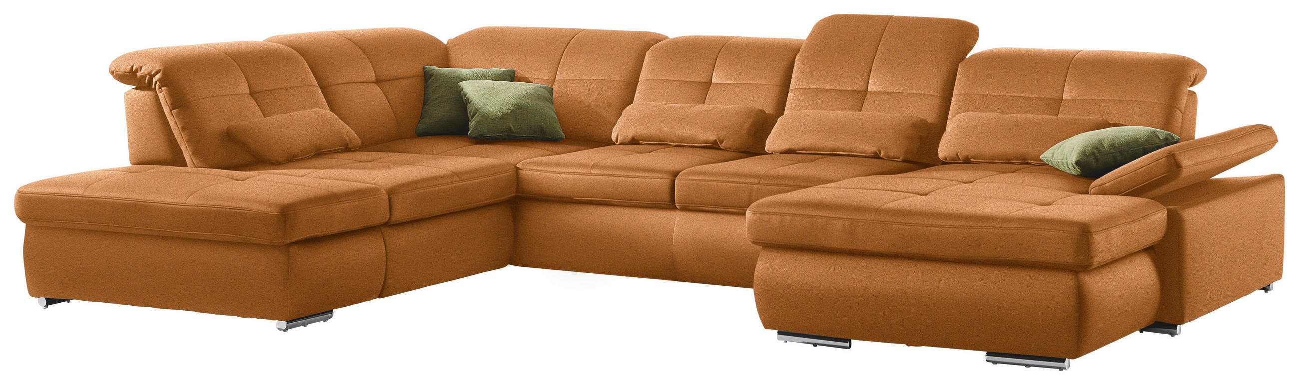 WOHNLANDSCHAFT in Mikrofaser Orange  - Chromfarben/Orange, Design, Textil (260/371/195cm) - Beldomo Style