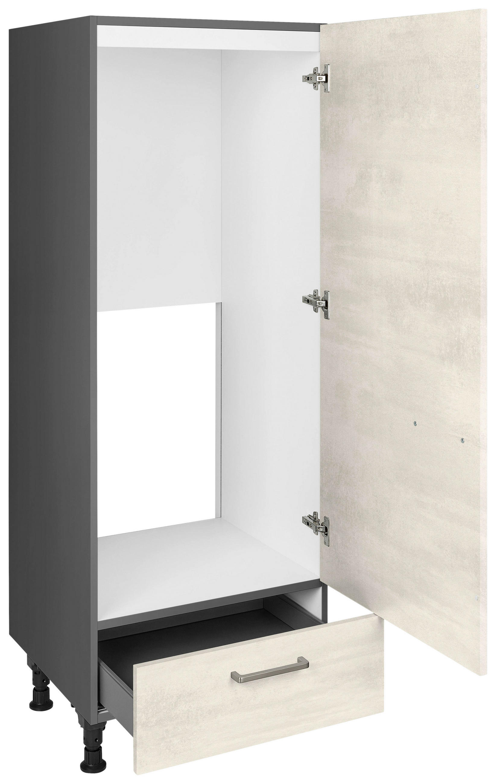 GERÄTEUMBAUSCHRANK 60/168/58 cm  in Weiß  - Schieferfarben/Edelstahlfarben, MODERN, Holzwerkstoff/Metall (60/168/58cm) - Nobilia