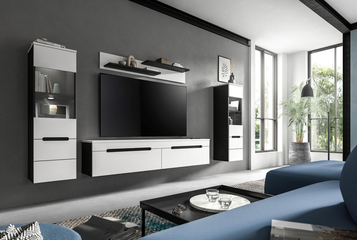 SZEKRÉNYSOR fehér  - fekete/fehér, Design, műanyag/faalapú anyag (272/141/33cm) - Livetastic