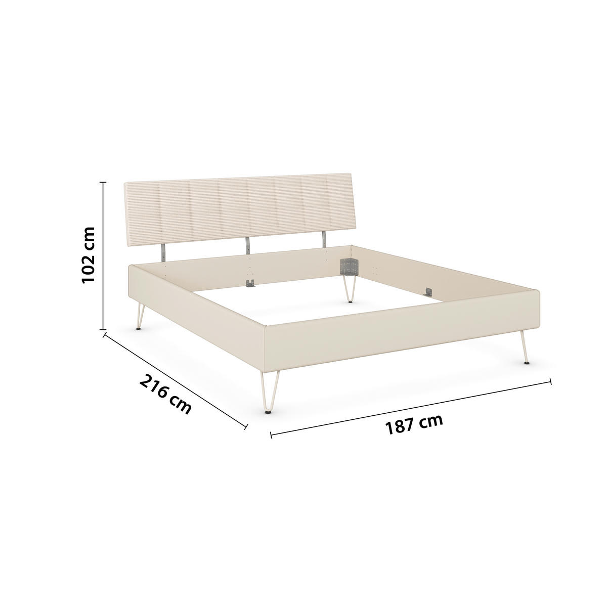BETT 180/200 cm  Champagner   - Champagner, Design, Holzwerkstoff/Textil (180/200cm) - Carryhome