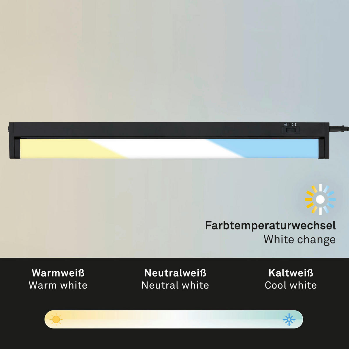 PULTMEGVILÁGÍTÓ LÁMPA LED izzó  - fekete, Basics, műanyag (54,5/6/2,5cm)