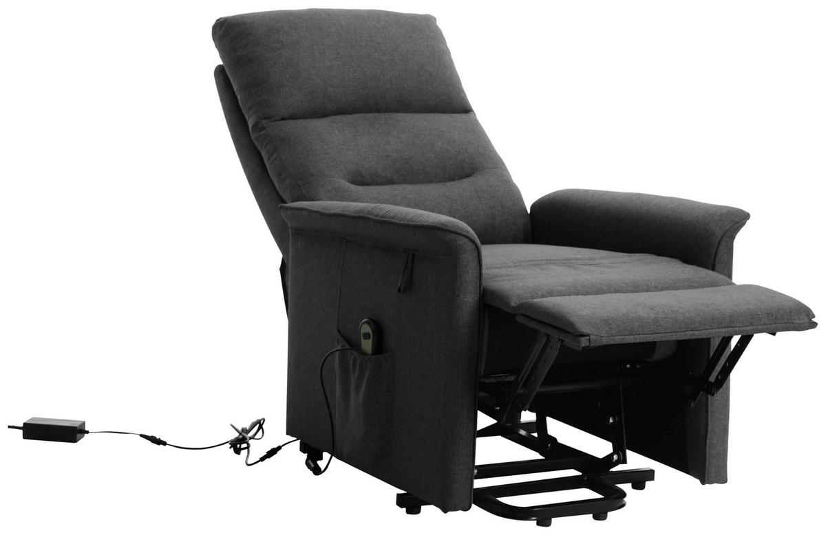 FERNSEHSESSEL  mit Mikrofaser Grau  - Schwarz/Grau, KONVENTIONELL, Kunststoff/Textil (74/109/89cm) - MID.YOU