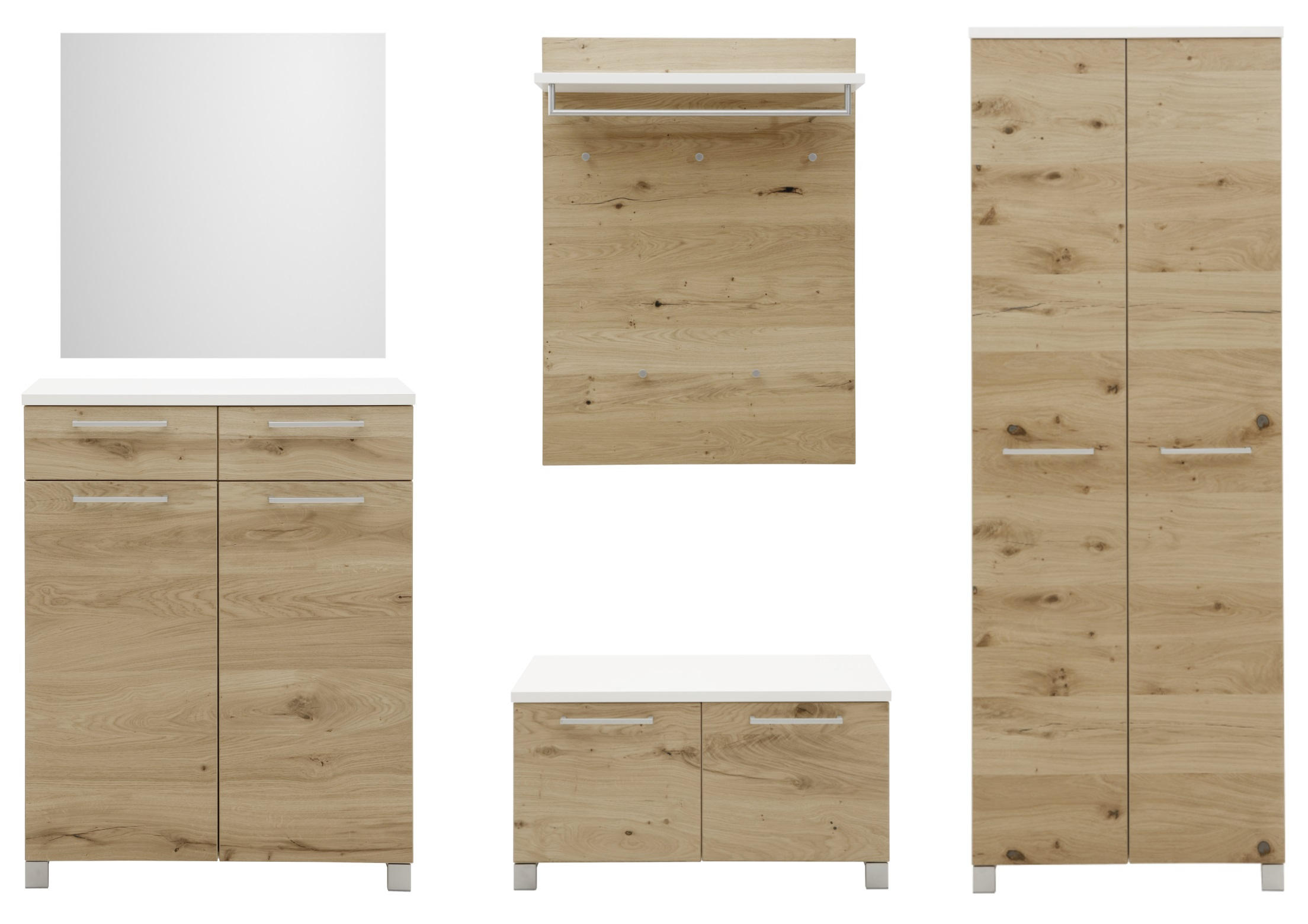 GARDEROBE Weiß, Eichefarben - Eichefarben/Weiß, Design, Holz (270/193/40cm) - Dieter Knoll