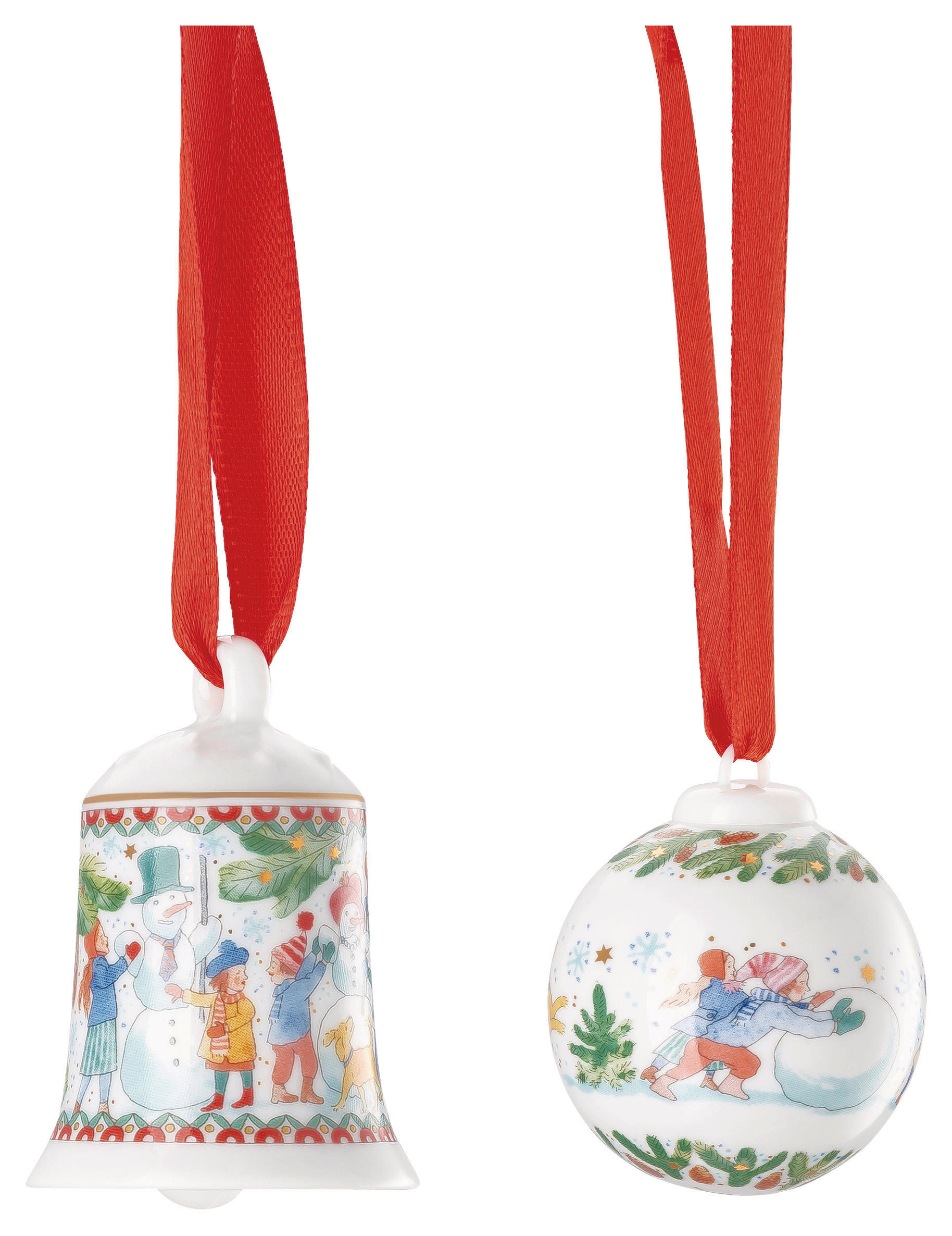 SET MINIGLOCKE & KUGEL 2-teilig Sammelkollektion 25 - Weihnachtsspiele  - Multicolor, Basics, Keramik (13/9/6,5cm) - Hutschenreuther