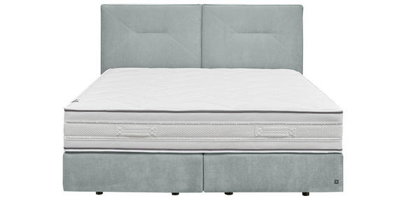 BOXSPRINGBETT 180/200 cm,  in Hellblau, Matratze, unterschiedliche Matratzenhärtegrade je Bettseite, H3 + H4 = fest + sehr fest  - Schwarz/Hellblau, Design, Kunststoff/Textil (180/200cm) - Dieter Knoll