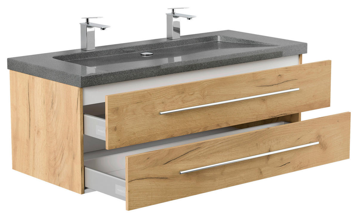 WASCHTISCHKOMBI 130 cm  - Eichefarben, Basics, Holzwerkstoff/Stein (130cm) - MID.YOU